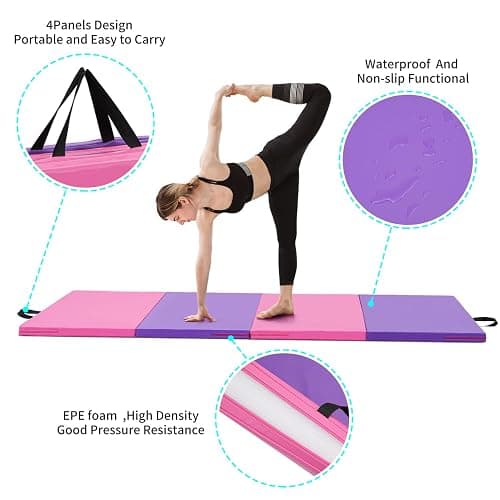 ZENOVA Gymnastics Mat 6'x3'x2''/4'x8'x2'' Exercise Mat Gym Mat for Home Aerobics Workout Foldable Tumbling Mat Children Gifts thumbnail 2
