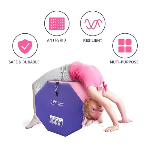 Kangaroo Hoppers Gymnastics Octagon Tumble Mat 24"x26" / 19"x23" with Carrying Handles, Somersault Backbend Tumbling Trainer for Home Gym Exercise thumbnail 5