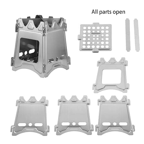 Toguma Small Portable Wood Burning Camping Stove Foldable Backpacking Stove Stainless Steel Camping Stove Outdoor Cooking Stove for Outdoor Hiking Traveling BBQ (Silver) thumbnail 5