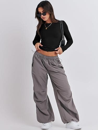 ANRABESS Women’s Long Sleeve Shirts Tight Fitted Going Out Crop Tops Crewneck Basic Tee Y2k Fall Outfits Teens Girls Clothes thumbnail 9