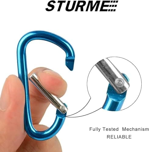 STURME 2" Aluminum D Ring Carabiners Clip D Shape Spring Loaded Gate Small Keychain Carabiner Clip Set Outdoor Camping Mini Lock Snap Hooks Spring Link Key Chain Durable Improved 24 PCS thumbnail 3