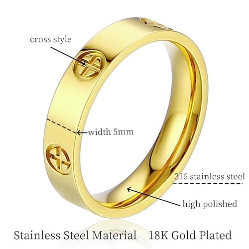 YAISZYW Women's Stainless Steel Wedding Ring 18K Gold Love Ring Friendship Engagement Wedding Jewelry, Promise Ring Mother's Day Christmas Birthday Gift, Size 5-10 thumbnail 2