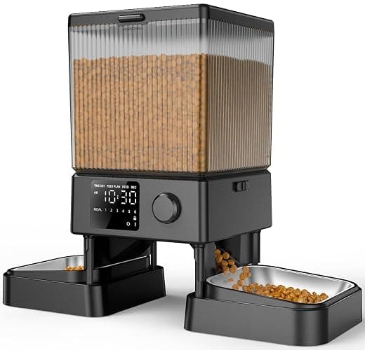 oneisall Automatic Cat Feeder for 2 Cats, 5L Automatic Cat Food Dispenser for Small Pets Indoor, Timed Cat Feeder for Dry Food - Image 1