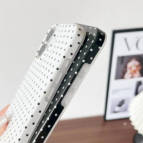 Yeddabox for iPhone 16 Case Cute Polka Dot Phone Case Soft TPU Slim Shockproof Phone Cover for Women Girls, White thumbnail 4
