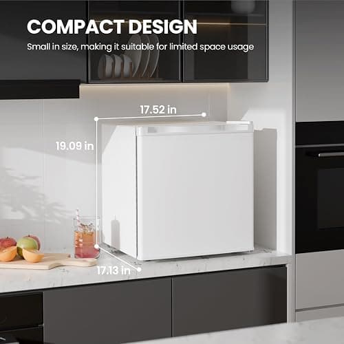 Antarctic Star Mini Fridge with Freezer, Rated 1.6 cu.ft, Small Upright Refrigerator with Removable Shelves, 7 Adjustable Thermostat, Low Noise for Bedroom/Apartment/Office,White thumbnail 2