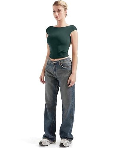 SUUKSESS Women Backless Sexy Going Out Tops Double Lined Open Back Y2k Basic Tee Shirts thumbnail 5