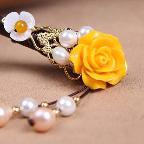 TOP SEWING Wooden Hair Pins 7" Chinese Yellow Flower Hair Sticks For Long Hair 1 Pack Buns Accessories for Girl thumbnail 2