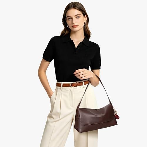 CATSEA Shoulder Bag for Women Vintage Medium Cherry Shoulder Hobo Bag Pu Leather Shoulder Bag Classic Handbag Hobo Tote thumbnail 2