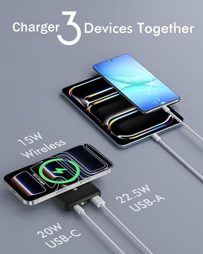 podoru for MagSafe Power Bank, 10000 mAh Foldable Magnetic Portable Charger | 22.5W PD Fast Charging, with USB-C Cable LED Display, Wireless Battery Pack for iPhone 17/16/15/14/13/12 Series-Black thumbnail 6