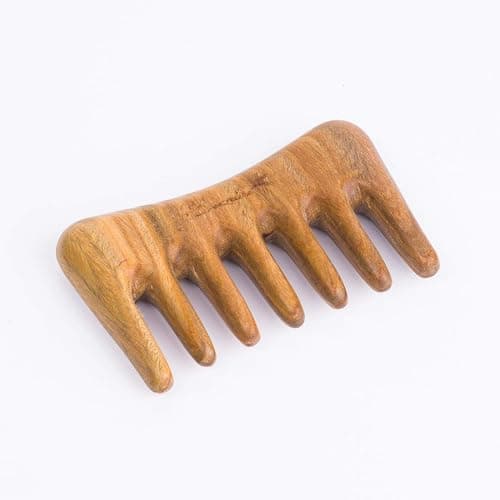 Breezelike Wide Tooth Hair Comb - Natural Mini Wood Comb for Curly Hair - No Static Sandalwood Hair Pick Wooden Comb for Detangling thumbnail 4