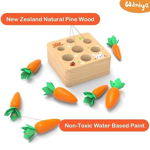 Wdmiya Montessoritoys for 1 Year Old, Wooden Toys Developmental Shape Sorting & Matching Puzzle Carrots Harvest Game, Birthday Gifts for Toddlers Babies Boys and Girls 6-12 Months Christmas thumbnail 4