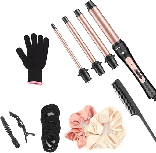 JAETON 4 in 1 Curling Wand Set, Curling Iron Set(0.35”-1.25”) with 2 Temp | Hair Curler Set with 4 Interchangeable Ceramic Barrels, Dual Voltage, 180°C/230°C thumbnail 8
