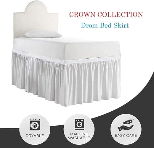 Crown Collection 30 Inch Drop Twin XL Size Dorm Bed Solid Bed Skirt Stylish Ruffled Pattern Split Corner Easy Fit Easy Care Fade & Wrinkle Resistant- Micorfiber Fit thumbnail 6