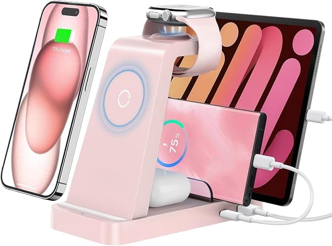 GAUOLN Wireless Charger for iPhone - 5 in 1 Charging Station for Multiple Devices Apple: Wireless Charging Stand Dock for iPhone 17 16e 16 15 14 13 12 Pro Max Apple Watch Airpods - Image 1