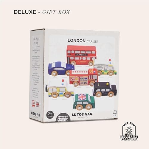 Le Toy Van London Car Set Premium Wooden Toys for Kids Ages 3 Years & Up (TV267), 7-pk - Multicolored thumbnail 8