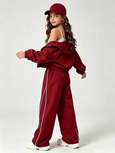 7-14 Years Girls Clothes 3 Piece Sweatshirt Cami Top Pants Outfits for Teen | Letter pattern, Wide-leg pants, 3 Piece set thumbnail 4