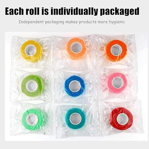 (12-Pack) 1” x 5 Yards | Self Adhesive Bandage Wrap, Kuvvfe Athletic Elastic Cohesive Bandage for Sports Injury,Strain,Knee & Wrist,Ankle Sprains & Swelling First Aid thumbnail 7