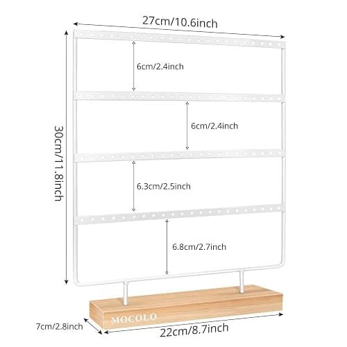 Mocolo Earring Holder Stand, Earring Organizer Display Holder Stand for Hanging Earrings(88 Holes & 4 Layers) (White) thumbnail 3