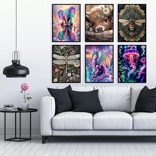 Meothan Multipack Diamond Art Kits for Adults, 12 Pack Animals Diamond Painting Kits for Adults, 5D DIY Round Dimond Gem Art Packs of 12, Home Decor Gift 12x16inch thumbnail 4
