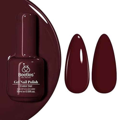 Beetles Burgundy Red Gel Polish – Blanchett Maroon Winter Gel Nail Polish, 15ml Dark Plum Red Color UV Lamp Soak Off Manicure DIY at Home Nails Gifts for Women - Image 1