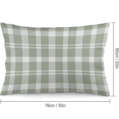 CLAPSOREI Sage Green Buffalo Plaid Throw Pillow Covers Queen Size Pack of 2 Farmhouse Rustic Gingham Checkered Pillow Shams Standard Pillowcase Decorative Pillow case for Sofa Bed 20X30 Inches thumbnail 3