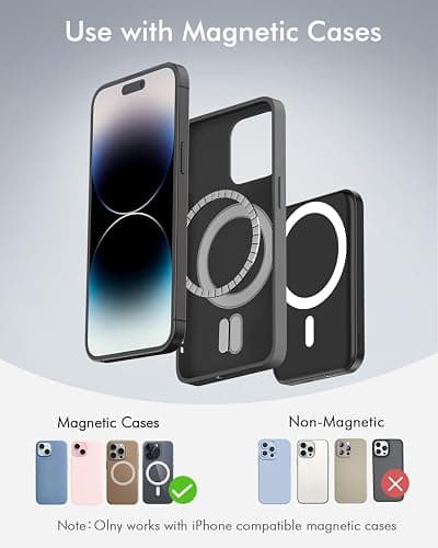 podoru for Magsafe Battery Pack, 5000mAh Magnetic Power Bank with Type-C Cable 20W PD Fast Charging Lighting Input Wireless Portable Charger for iPhone 16/15/14/13/12/ All Series-Black - Space Black thumbnail 2