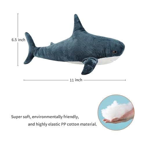MUPI Shark Stuffed Animal Plush 11" Cute Shark Toy Plush Pillows Soft Cotton Sharks Plushies Ocean Sea Animal Doll Gifts for Boys Girls Kids Adults（Navy Blue） thumbnail 3
