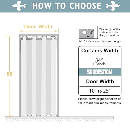 ChrisDowa Blackout Curtains Door Curtain for Doorway Privacy Closet Drapes | 34W x 80L, for Living Room/Bedroom Closet Door, Thermal Insulate Temporary Doorway Single Curtain Drapes, 1 Panel Navy thumbnail 2