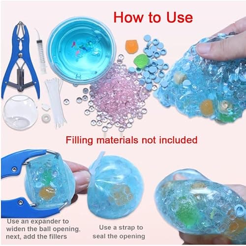 DIY Stress Ball Making Kit for Adults, Empty Squishys Skin with Expander & Vacuum Tool, Complete Squishys Maker Kit for Sensory Fidget Toys (Filling Materials Not Included) thumbnail 4