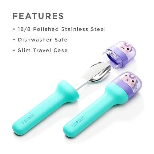 ZOKU Kids Pocket Utensil Set, Unicorn - Stainless Steel Fork, Knife, and Spoon in Case - Portable Design for Travel, School, Picnics, Camping and Outdoor Home Use thumbnail 4