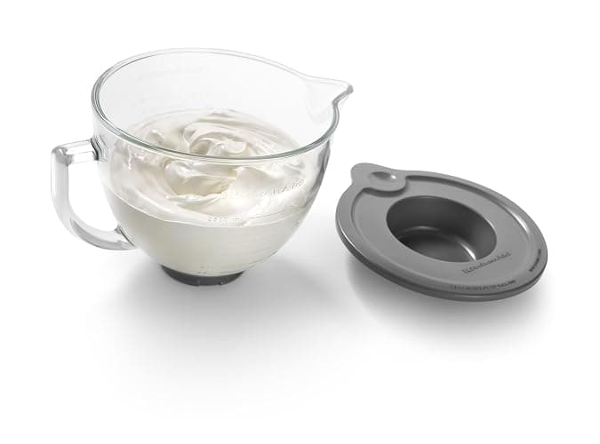 KitchenAid 4.7L Glas-Rührschüssel mit Ausguss, Griff & Silikondeckel, mikrowellen-, gefrier- & spülmaschinenfest, passend für 4.3L & 4.7L Kippkopf-Küchenmaschinen thumbnail 4
