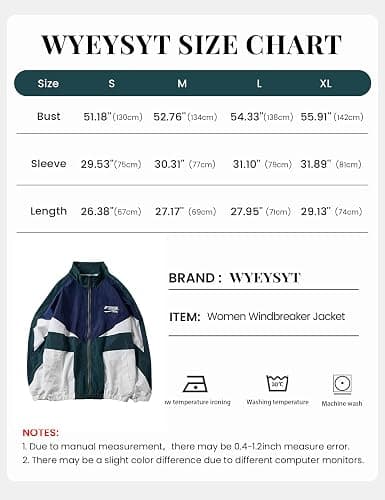 Wyeysyt Women Windbreaker Jacket Y2k Varsity Jackets Oversized Vintage 90s Jacket thumbnail 7