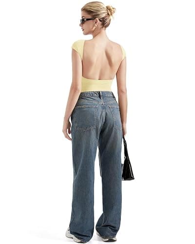 SUUKSESS Women Backless Sexy Going Out Tops Double Lined Open Back Y2k Basic Tee Shirts thumbnail 4