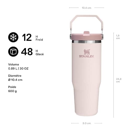 STANLEY Flip Straw Tumbler 1.0 Gourde Avec Paille 0.89L - Froid Pendant 12 Heures - Gourde Isotherme - Sans BPA - Thermos Facile à Transporter - Va au Lave-Vaisselle - Rose Quartz thumbnail 3