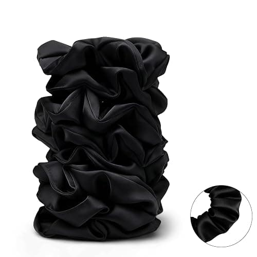 Satin Scrunchies for Women – 8PCS Black Silk Hair Ties – No Crease, Frizz-Free, Gentle Elastic Hair Bands for Thick & Thin Hair, Soft & Stylish Hair Accessories Gifts thumbnail 8