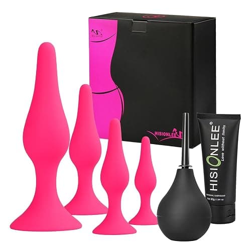 Anal Plug Sex Toys,HISIONLEE 5PCS Sex Anal Toys Silicone Butt Plug Training Kit for Adult Sex Toys & Games Women Male and Beginners (Rose Red) thumbnail 7