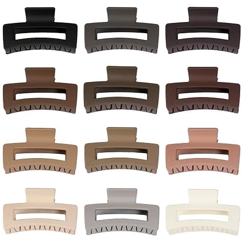 Sisiaipu 3.5 Inch Medium Hair Claw Clips 12 Pcs Square Claw for Thick and Thin Hair Rectangular Rectangle Hair Clips Jaw Clips Bulk Hair Accessories for women and Girls (Regular) thumbnail 8