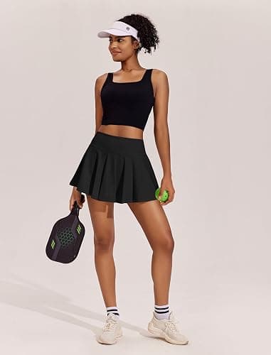 PINSPARK Womens Tennis Skirt 14" Pleated Athletic Golf Skorts with Pockets | High Waist, Tummy Control, Mini, Breathable, Lightweight, Soft, Built in Shorts, Pickleball, Casual thumbnail 6