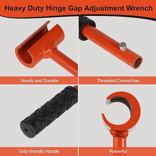 dirnatel Hinge Gap Adjustment Wrench Tool Set, Upgraded 0.55-0.98 Inch Door Hinge Repair Spanner Key for Round Bolt Standard Gauge with 4-way Multi-Functional Utilities Key, Orange thumbnail 6