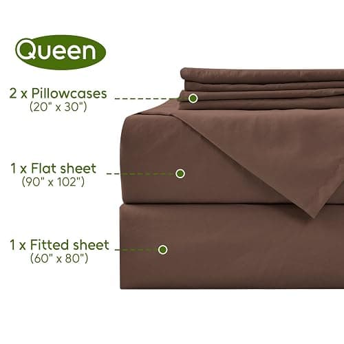 MCO Cooling Queen Sheets Set, Rayon Derived from Bamboo Sheets, Luxury & Silky Bedding Set with 16" Deep Pocket (Queen, Chocolate Brown) thumbnail 8