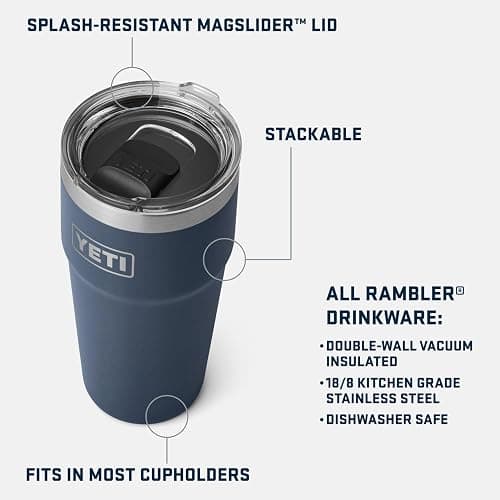 YETI Rambler 20 oz Stackable Tumbler, Stainless Steel, Vacuum Insulated with MagSlider Lid, Cape Taupe - Cape Taupe thumbnail 3