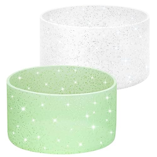 2 Pack Silicone Glitter Boot Cup Protector for Stanley 40 30 oz Quencher Adventure Tumbler, IceFlow 30 20 oz, Fits 2.95 Inch Bottom Diameter.Non-Slip Water Bottle Base Cover Sleeve - Image 1