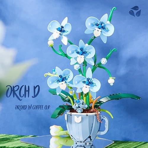 Ideas Blue Orchid Ideas Flowers Building Block Set，DIY Home Decoration Kit for Adults，Compatible with Lego Flowers Home Decor Gift for Mother's Day, Valentine Day, Birthday, Christmas Day - 567PCS thumbnail 2