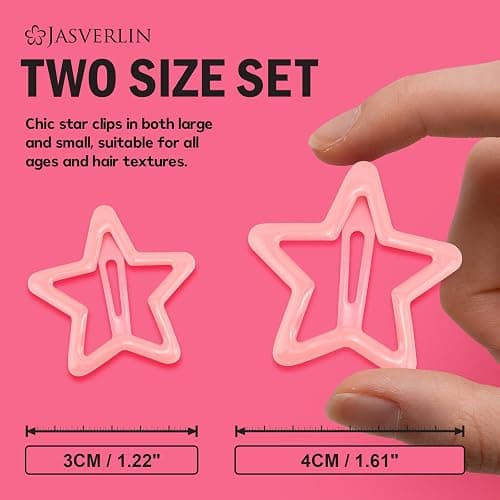 JASVERLIN 36 Pcs Star Snap Hair Clips, Y2k Colorful Cute Barrettes for Women Girls, Thick Fine Non-Slip Hairclips Accessories Glitter Kawaii Rave Assorted Size Style (Pink) thumbnail 2