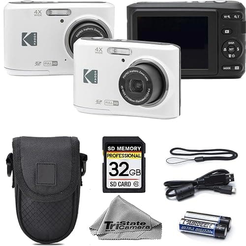 Kodak PIXPRO FZ45 Digital Camera, 16MP Compact Point & Shoot, 4X Optical Zoom, 27mm Wide Angle Lens, 1080P Full HD Video, White + Camera Case & 32GB SD Card - Image 1