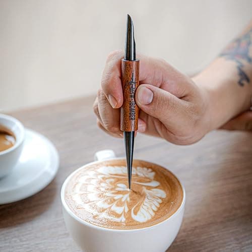 MHW-3BOMBER Latte Art Pen for Barista, Rosewood Coffee Art Pen for Latte, Cappuccino, Macchiato, Espresso Art Tool Barista Gift, CN5400R - Image 1