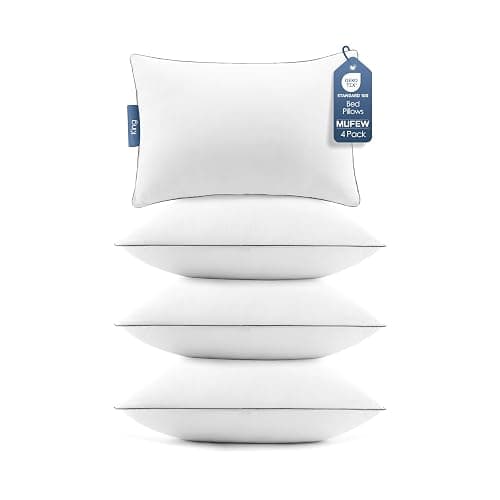 MUFEW King Size Pillows Set of 4, Ultra Thick Down Alternative Bed Pillows,Cooling Hotel Quality King Size Pillows for Back, Stomach or Side Sleepers,Machine Washable (White,4 Pack) - Image 1