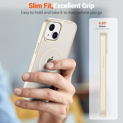 SUPFINE Magnetic for iPhone 14 Case & iPhone 13 Case (Compatible with MagSafe)(Military Grade Drop Protection) Slim Translucent Matte Shockproof Phone Cover,Antique White thumbnail 7