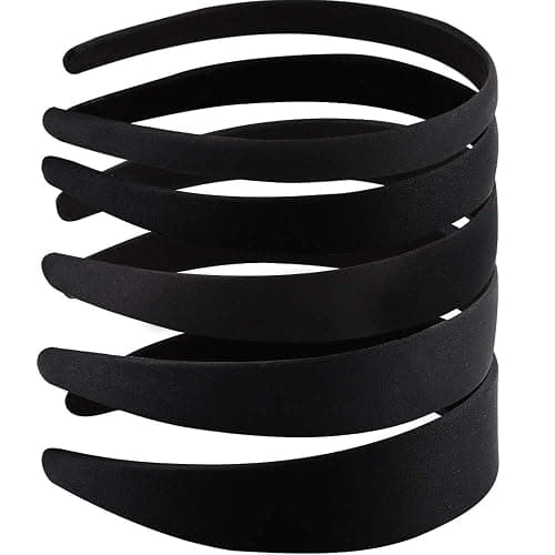 ANBALA Black Hard Headbands for Women, 5 Size Plain for Crafts - 5 Pack - 0.59-1.57 Inch - Non-slip High Elasticity Satin for Women Girls - Image 1