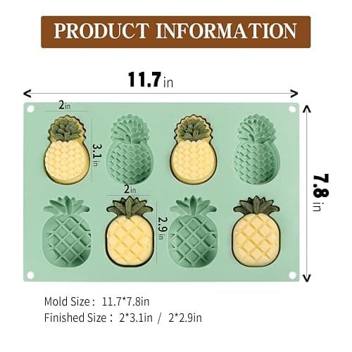8 Cavity Silicone Molds Pineapples,Funny Pineapple for Ice Cube Trays, Chocolate Candy, Crayon, Keto Fat Bomb, Cake Decoration thumbnail 2